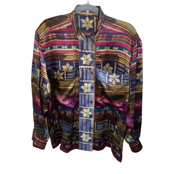 Vintage Escada Silk Button Down Blouse Size 38